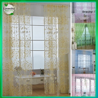 livecity 1Pc Pastoral Flower Voile Room Divider Door Valance Window Curtain Sheer Drape