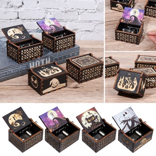 Classical Antique Nightmare Before Christmas Halloween Music Box Wooden Musical Boxes Hand Crank