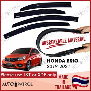 [ ]UNBREAKABLE Honda Brio 2019-2021 Black OEM Injection Type Rain Guard Window Visor (Made in THAIL
