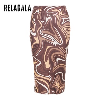 RelaGala Women's Fashion Sexy High Waist Bag Hip Slim Temperament Printed Skirt