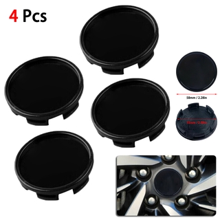4X Black ABS Car Wheel Center Hub Cap Decorative Cover Kit 58mm 53mm