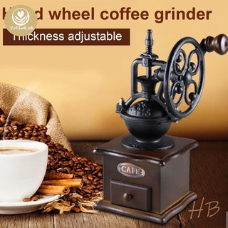 【HB】Vintage Manual Coffee Grinder Wheel Design Coffee Bean Mill Grinding Machine