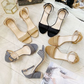 JK COD 706-11 Ladies suede elegant delicate sandals block heels 2inch