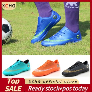 XCHG Size 33-44 Orange Men's Outdoor Soccer Shoes Lawn Indoor Soccer Futsal Shoes Short Nail