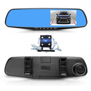 Car Camera Video 170° Dual Lens DVR Cam 4.3 Inch Mirror Dash Recording PRDX
