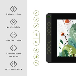 Huion Kamvas 12 11.6 Inch Drawing Monitor Digital Graphics Tablet With ± 60 Tilt 120% Srgb Distance (2)