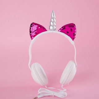 Cute Unicorn Wired Headphone Headset Colorful Cat Ear Headphones Girl With Microphone Kids Gift