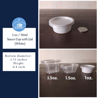 50 PIECES 1oz or 30ml SAUCE CUP WITH LID / CONDIMENTS CUP (White)