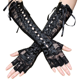 Unisex Sexy Lace Bandage Long Ribbon Rivet Party Glove (1)