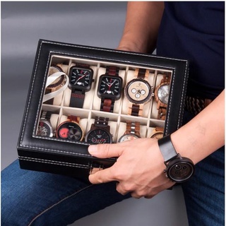 High Quality PU Leather 10 Slots Wrist Watch Display Box Storage Organizer Watch Box lk17