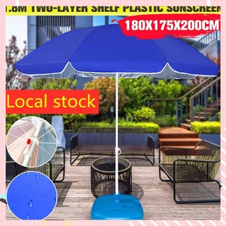 【Available】180cm Garden Patio Parasol Umbrella Sun Shade Beach Patio Umbrella Base Ou