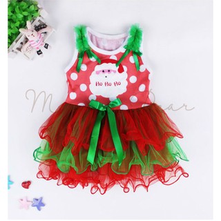 Baby Girl Christmas Ruffled Dress Santa Lace Costume (1)