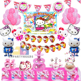 Hello Kitty Design Theme Cartoon Party Set Tableware Birthday Party Decoration For Children