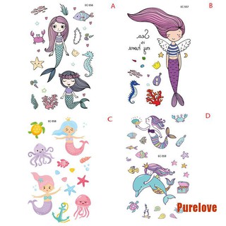 Purelove✹ Kids Cartoon Temporary Tattoo Mermaid Sticker Waterproof Fake Tatoo