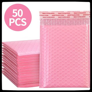 50Pcs Waterproof Bubble Mailers Padded Envelopes Lined Poly Mailer Self Seal Pink 4HN6