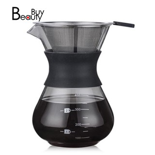 ✨200ML Pour Over Coffee Maker Filter Dripper Glass Container Coffee Percolators Stainless Steel