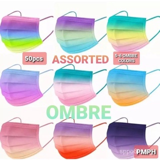 50pcs Rainbow Ombre Colored Disposable Surgical Face Mask High Quality Facemask Guaranteed 3ply