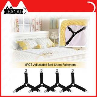 Ready Stock【 Leacat 】 4pcs Bed Mattress Sheet Clips Grippers Elastic Straps Holders