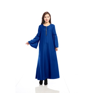 Women's Muslim Dress Muslim long sleeve dress Loose Robe Pure Color Robe (6)