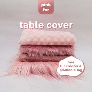 Pink Faux Fur Fabrics for vanity study work station table seat cover runner by Beau Galleria