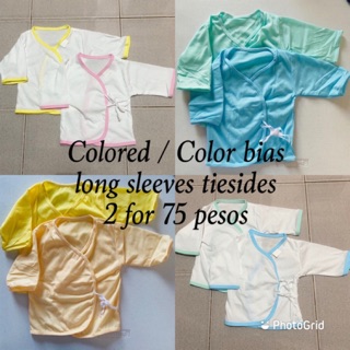 Colored long sleeves newborn baby tieside tiesides barubaruan pink peach yellow blue green