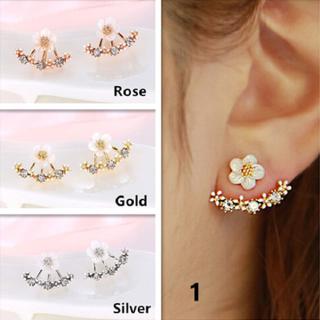 SKISS 1 Pair Women Korean Cute Crystal Flower Shaped Earings (3)
