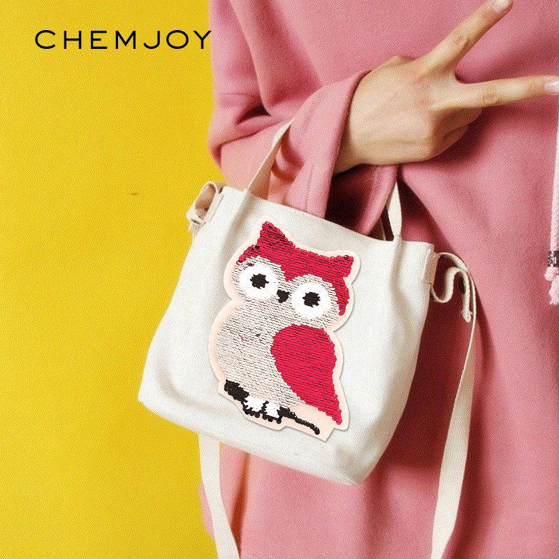 Owl Sequin Sew on Patches DIY Reversible Change Color