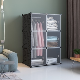 6 Doors Clothes Cabinet Wardrobe Screwless Stackable Multipurpose Modern Design Minimalist DIY