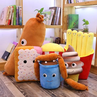 Hot dog burger pillow fast food creative cushion sausage chocolate coffee cone ice cream pizza stuffed toy Place an order and note which one you need (4)