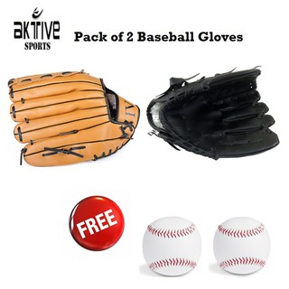 Pack of 2 Baseball Gloves 10 1/2 with Free 2pcs Softball
