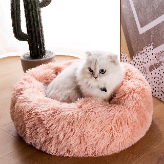 Round Cat Bed House Soft Beds Kennel Pet Dog Mat for Small Dogs Cats Nest Long Plush Winter Warm Sleeping Bag Puppy