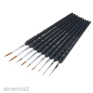 [ALMENCLA2] 9pcs Miniature Paint Brush Set Professional Weasel Hair Oil Acrylic Brushes (6)