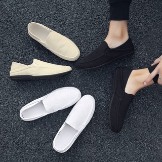 Summer Outdoor Flat Lazy Shoes for Male Black White Beige Linen Loafers Men Shoes Non-Slip Platform
