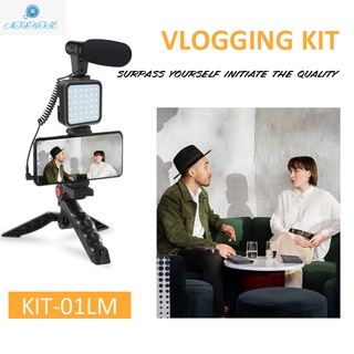 Smartphone Vlogging Kit LED Camera light with Tripod and Phone Holder Video Recording Equipment For Indoor Outdoor