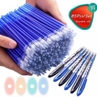 85Pcs/Set Blue Black Ink Gel Pen 0.5mm Erasable Refill Rod Erasable Pen Washable Handle School