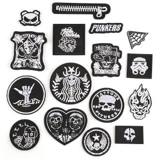Punk Wind Cloth Sticker Black English Letters Patch for Cloth Jacket