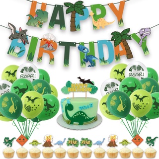 Dinosaur theme party decoration dinosaur latex balloon pull flag set birthday letter banner cartoon animal