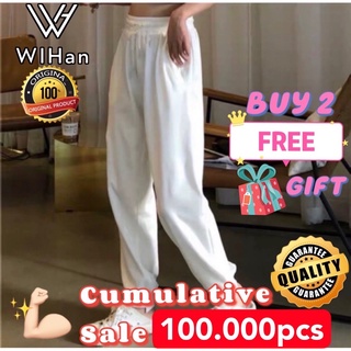 WIHan 18Colors White Cotton Jogger Pants For Womens HighWaist SweatPant Makapal Pockets With Zipper (1)