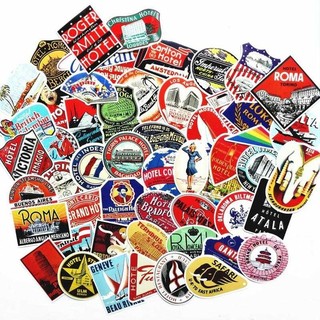 55Pcs Retro Poster Suitcase Luggage Trolley Case Sticker