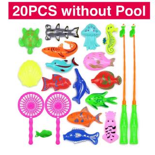 13-20PCS Children's Magnetic Fishing Toy Plastic Baby Bath With Fishing Rod Toys (4)