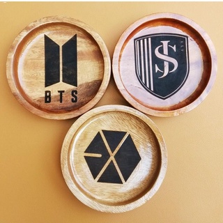 Party Supplies◐KPOP Wooden Coaster & Keychain Laser-Engraved Lacquer Finish Top Coated with Acrylic