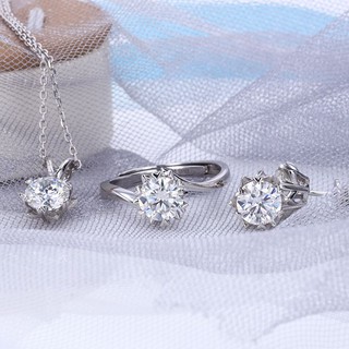 Preferred 3ct moissanite diamond jewelry set sparkle Snowflake design ring necklace Bracelet