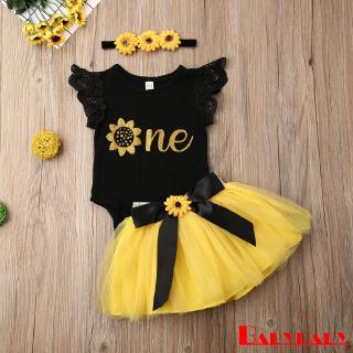 O-L❥New Fashion Lovely Baby Girls 1st Birthday Princess Romper Tutu Skirt Headband Set Outfit