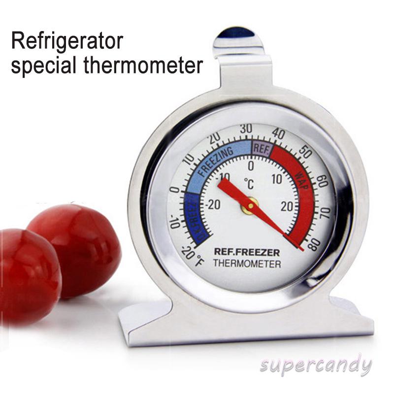 Refrigerator Freezer Thermometer Stainless Steel Dial Type Temperature Measure Tool