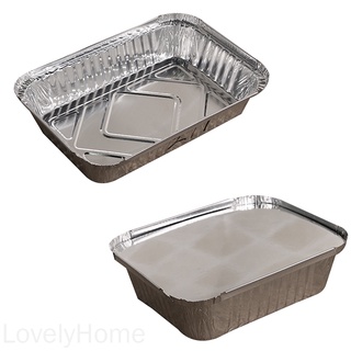 10pcs Rectangle Shaped Disposable Aluminum Foil Pan Take-out Food Containers with Aluminum Lids/Without Lid LovelyHome (4)