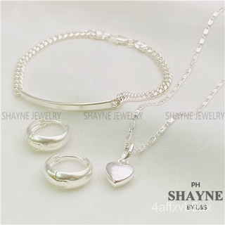 SHAYNE Jewelry 925 Silver 3in1 Pendant Necklace Stud Earrings Adjustable Ring Set for Women set-135M