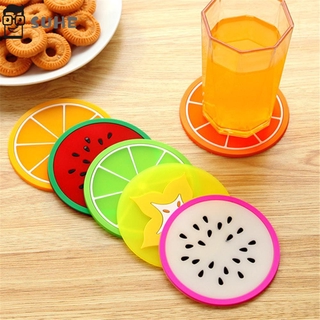 SUHE New Fruit Shape Heat Insulation Mat Tea Cup Milk Mug Coffee Cup Silicone Coaster Non-slip Coasters Insulation Colorful Kitchen Placemats Cup Mats Family Office Bowl Pad