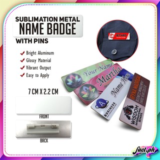 5pcs Blank Sublimation Printable Metal Name Badge with Pin (7cm x 2.2cm)