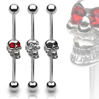 Surgical Stainless Steel Industrial Skull 14G 38mm Scaffold Bar with CZ