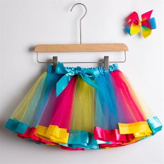 [NNJXD]Tutu Skirt Baby Princess Mini Pettiskirt Party Rainbow Tulle Skirts Girl Clothes Bottom